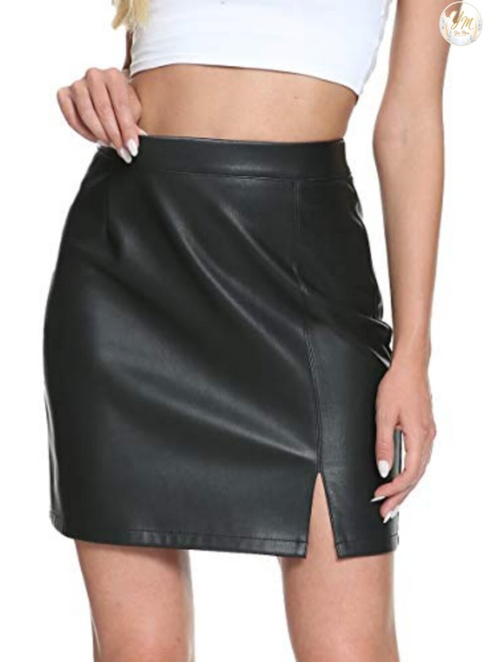 Faux Leather Mini Skirt High Waist Pencil Bodycon Stretch